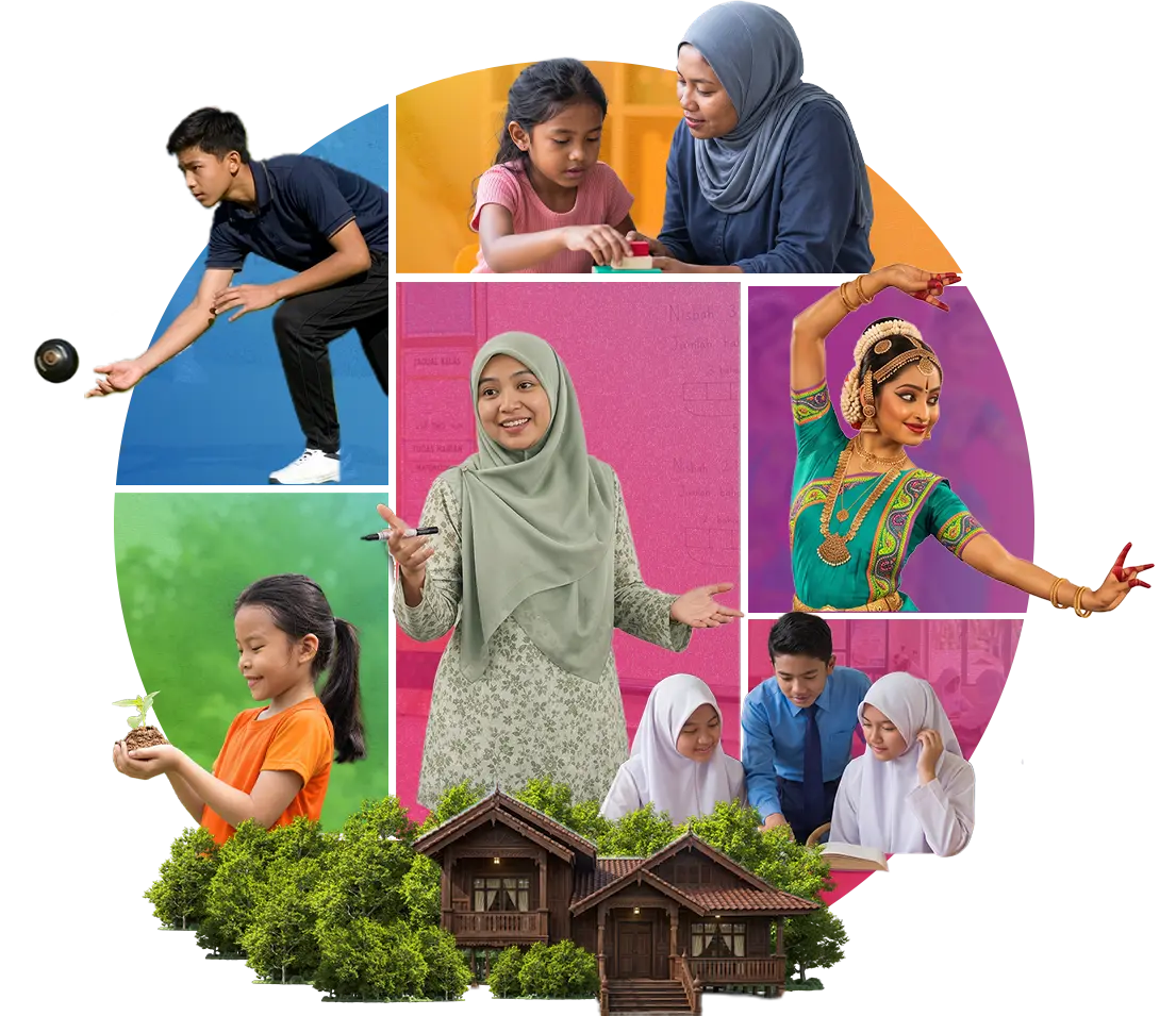 YSD’s five pillars represented through learning, community care, lawn bowls, cultural dance and nature.