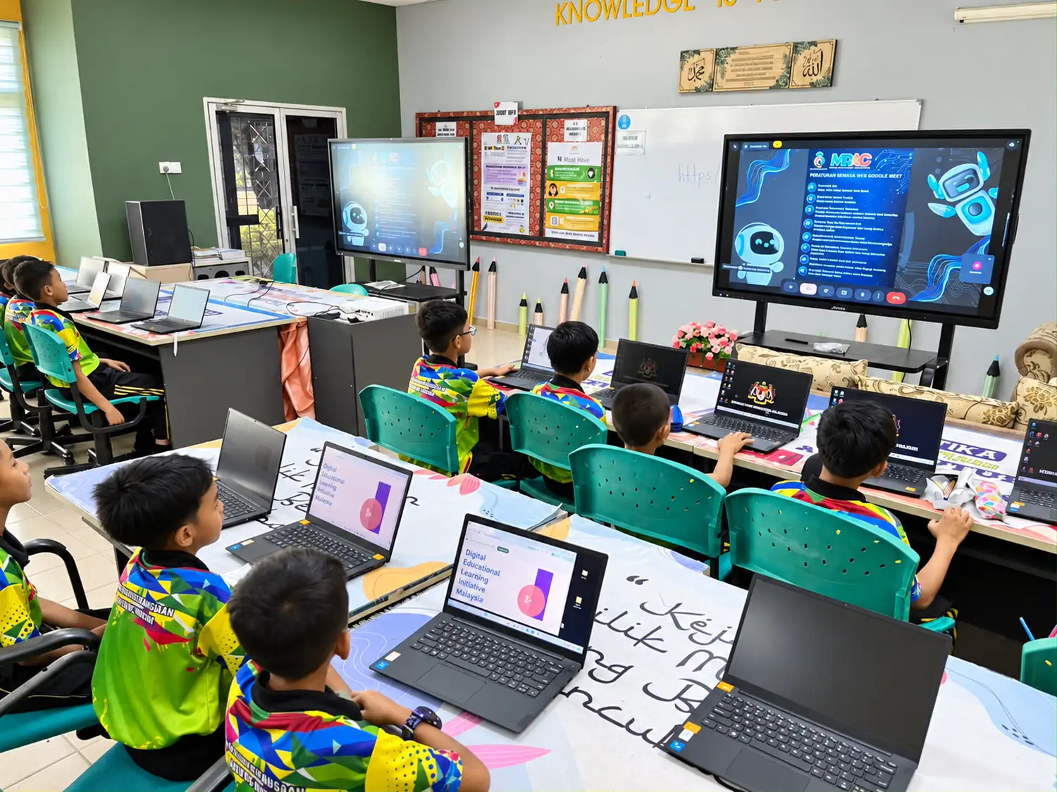 Students taking part in a digital learning session at SK Ladang Dublin